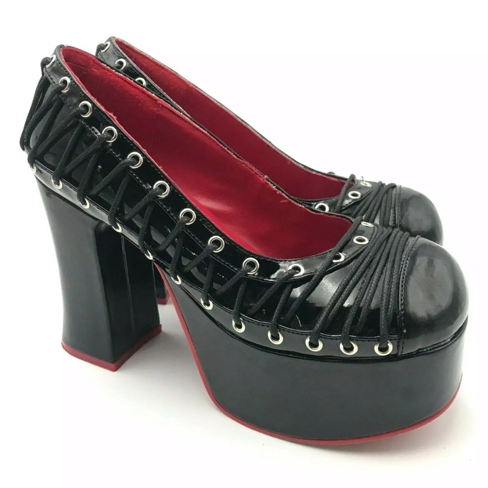 🚫SOLD🚫Demonia Black Patent Pumps Platform Chunky